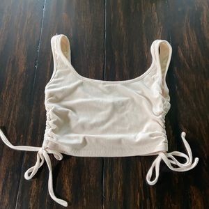 Zaful Cream Crop Tank with Ruched Sides